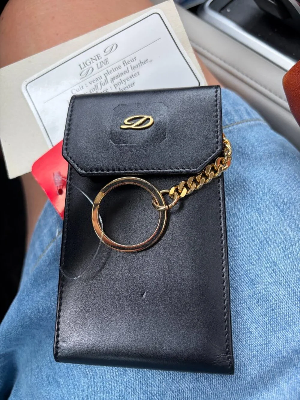 Vintage 1991 S.T. Dupont Ligne D Single-Ring Leather Key Case, Made in Italy